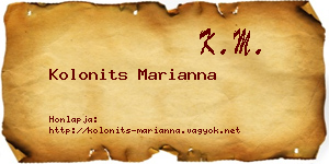 Kolonits Marianna névjegykártya